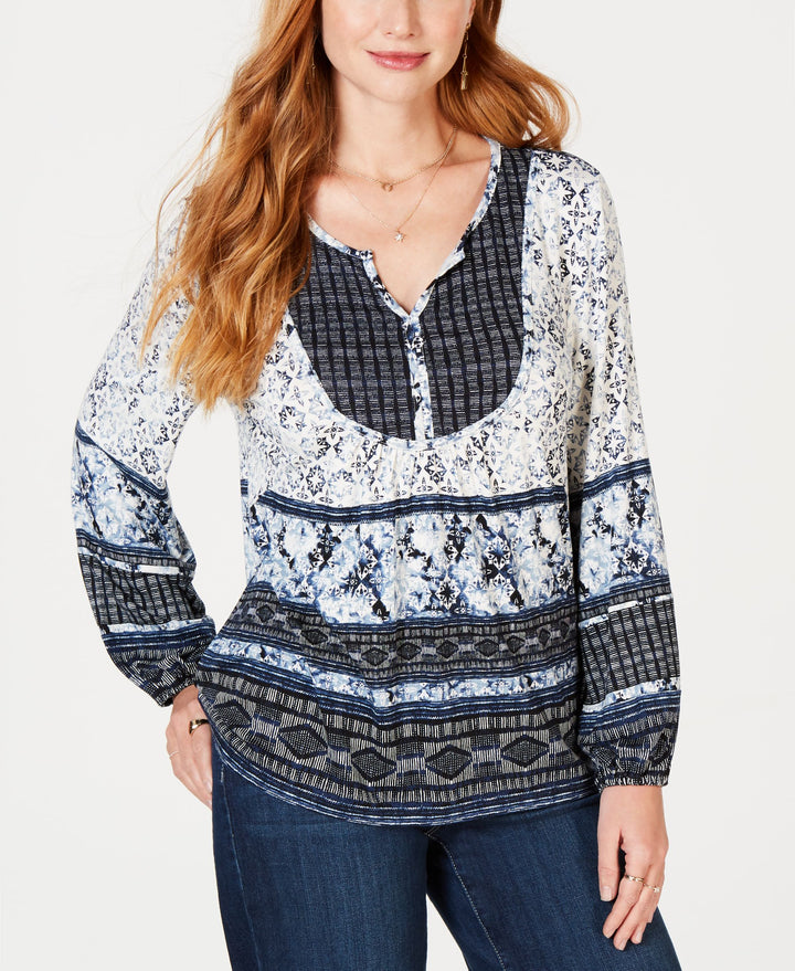 Style & Co Mixed Media Bib Top