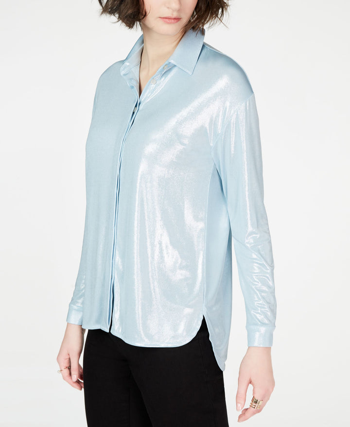 INC Button-Front Shine Shirt