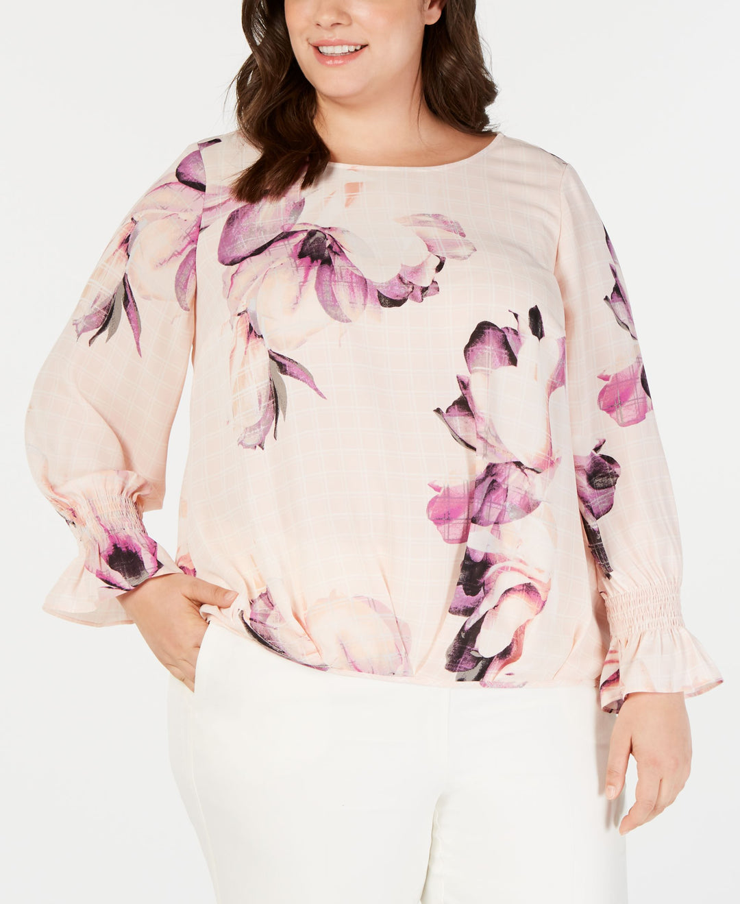 Alfani Plus Size Pleated Tuck Front Blouse