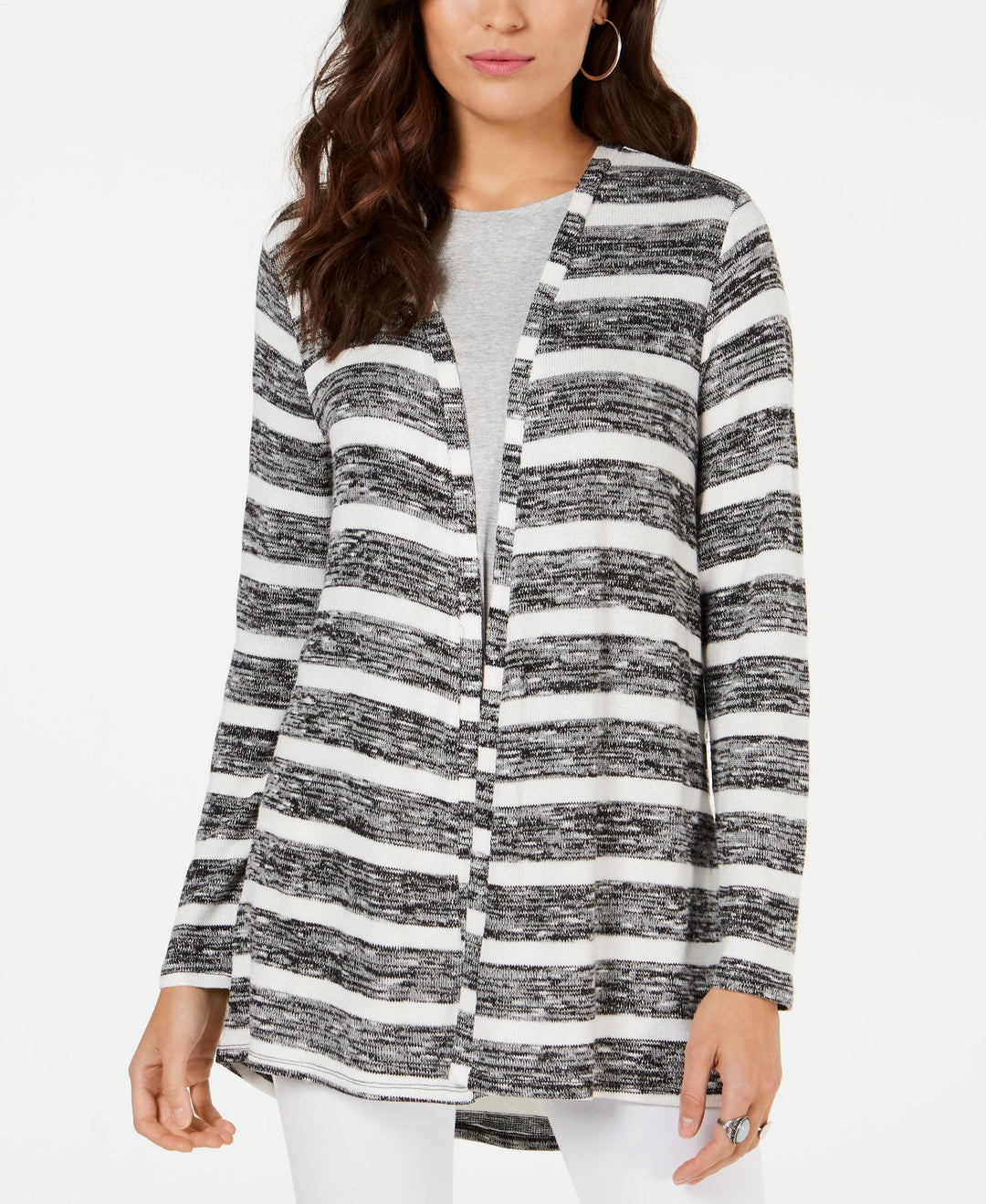 Striped High-Low Cardigan