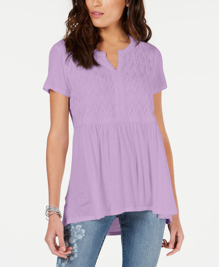 Style & Co Crochet Bib High Low Top