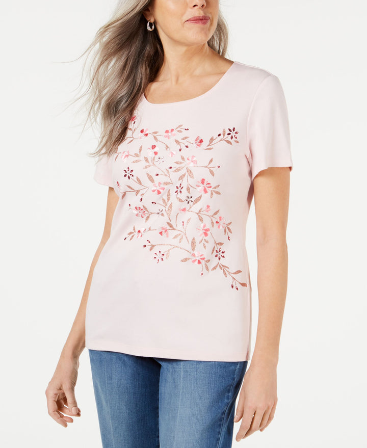 Karen Scott Petite Embellished Top