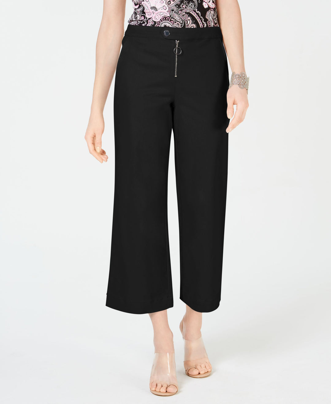Zip Front Wide Leg Pants