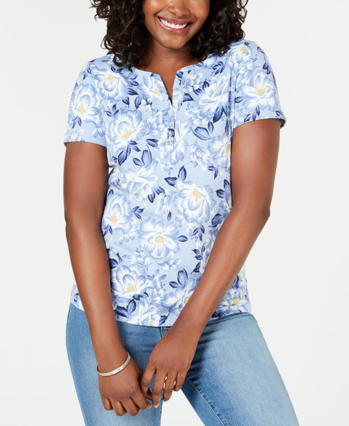 Printed Short-Sleeve Henley