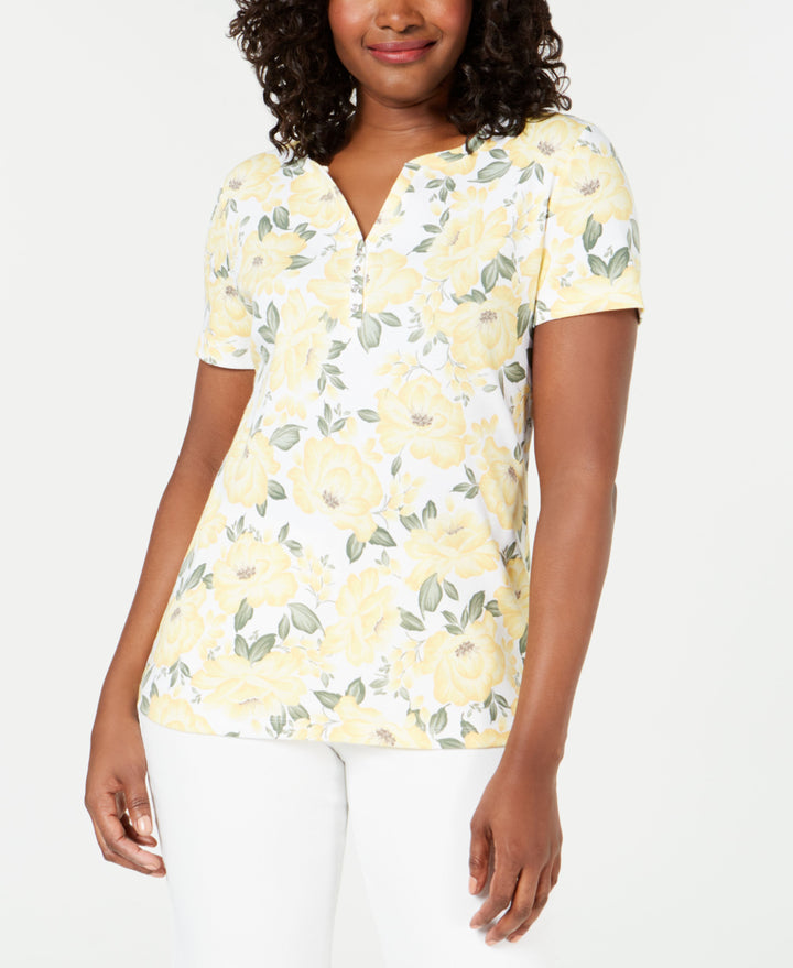 Printed Short-Sleeve Henley