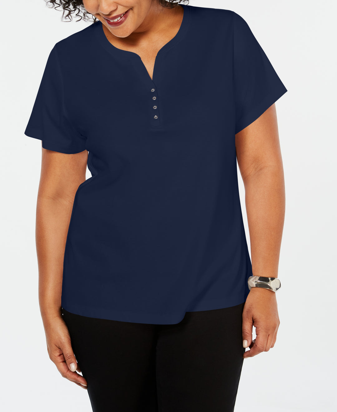 Plus Size Cotton Henley Top