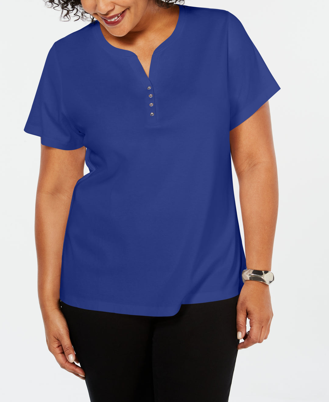 Plus Size Cotton Henley Top