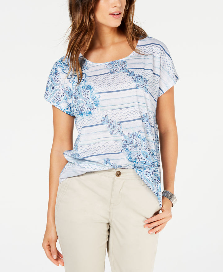 Style & Co Printed Scoop Neck Top0