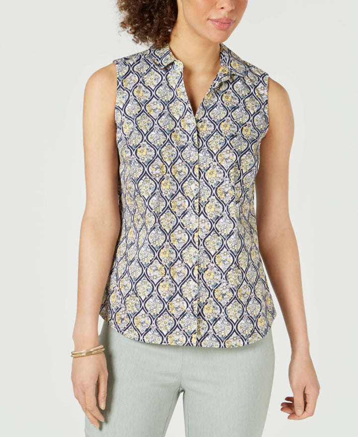 Petite Sleeveless Button-Up Shirt