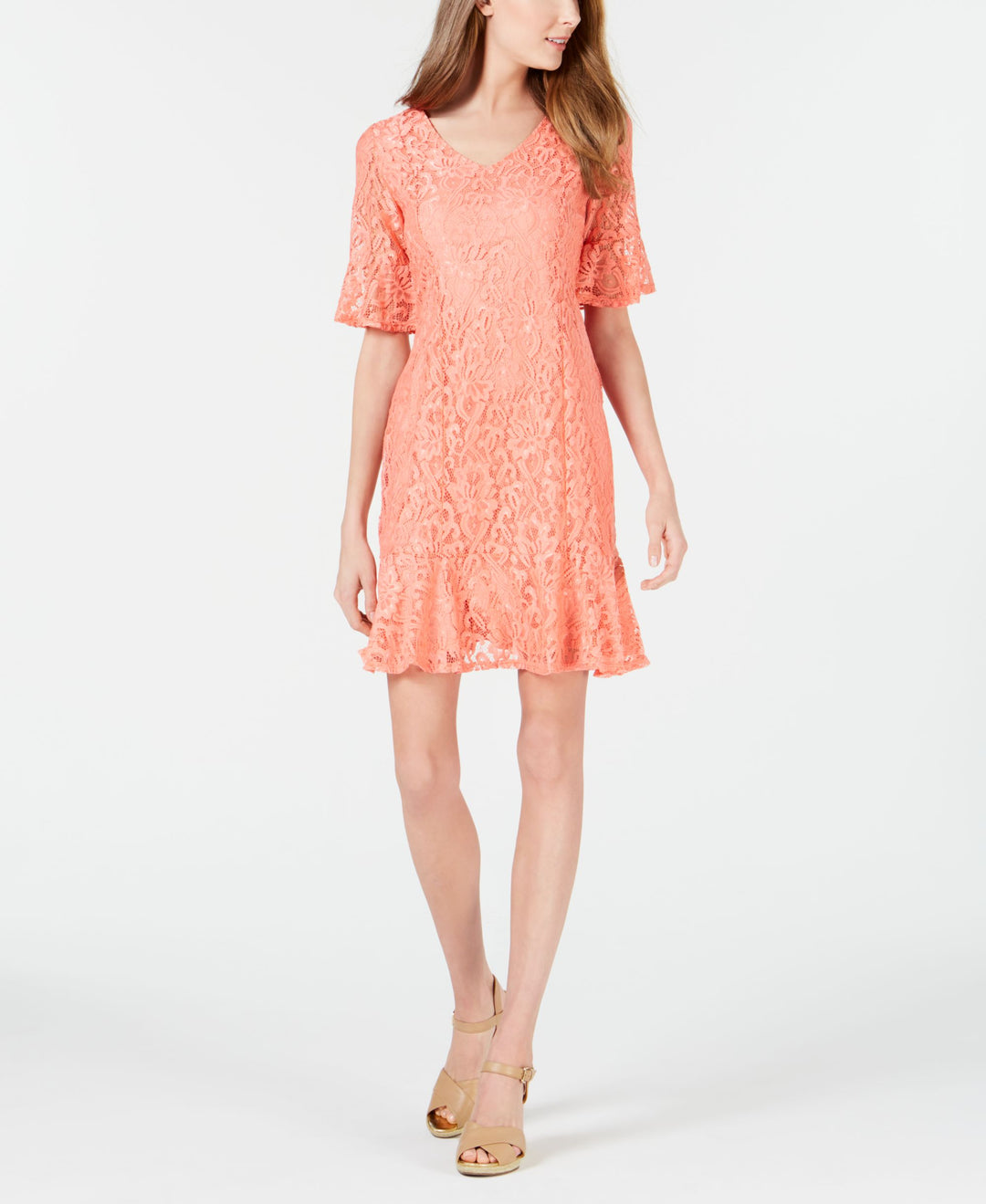 NY Collection Petite Ruffled Lace Dress