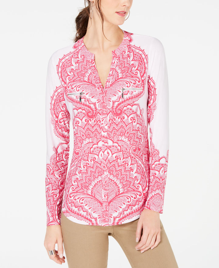 Printed Zip Detail Top