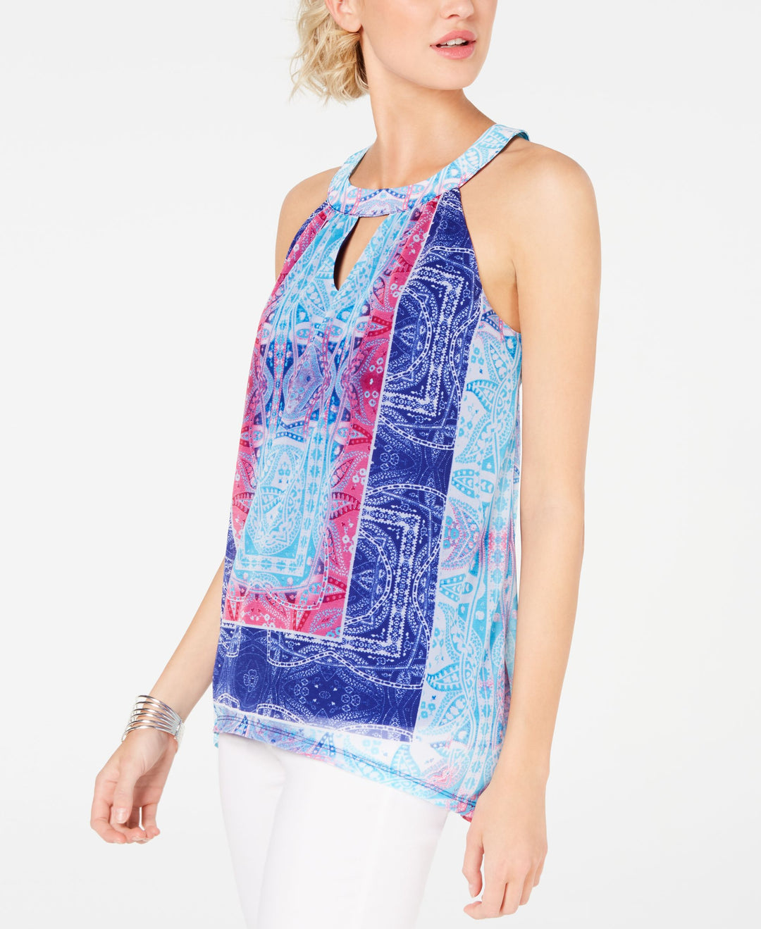 Petite Printed Keyhole Halter Top