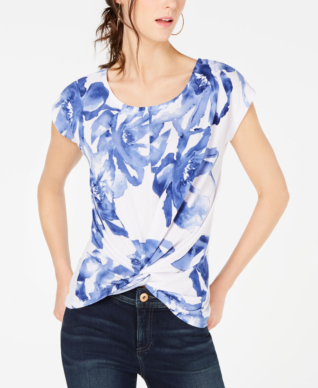 INC Printed Tie-Front T-Shirt