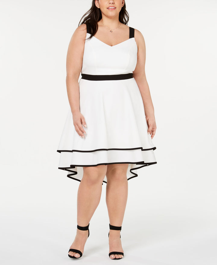 City Studios Trendy Plus Size High Low Fit Flare Dress