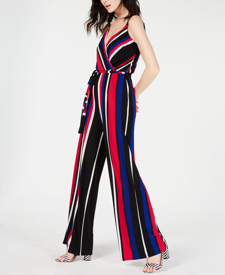 INC Sleeveless Surplice Striped Jumpsuit