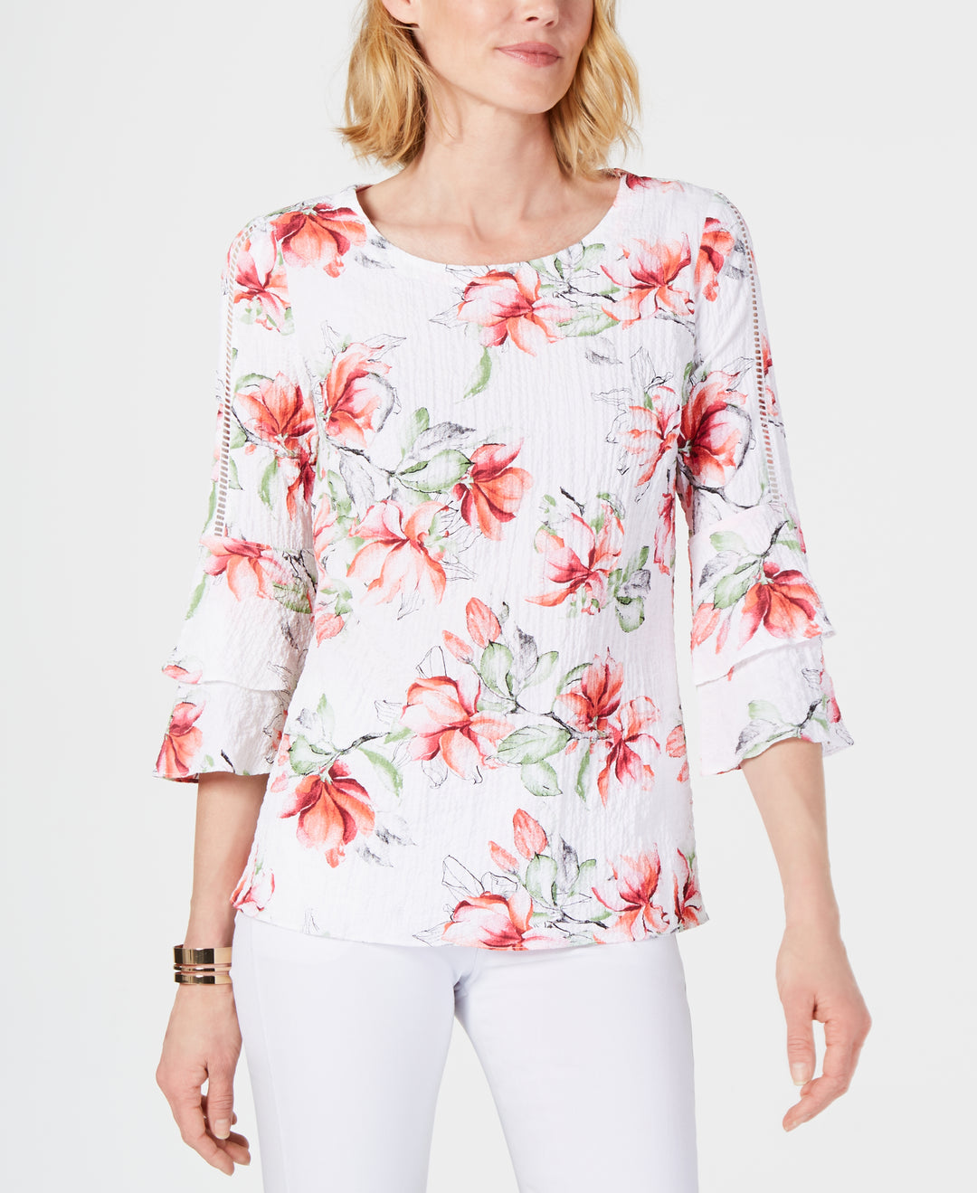 Printed Crinkle Texture Top