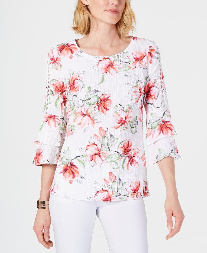 Printed Crinkle Texture Top