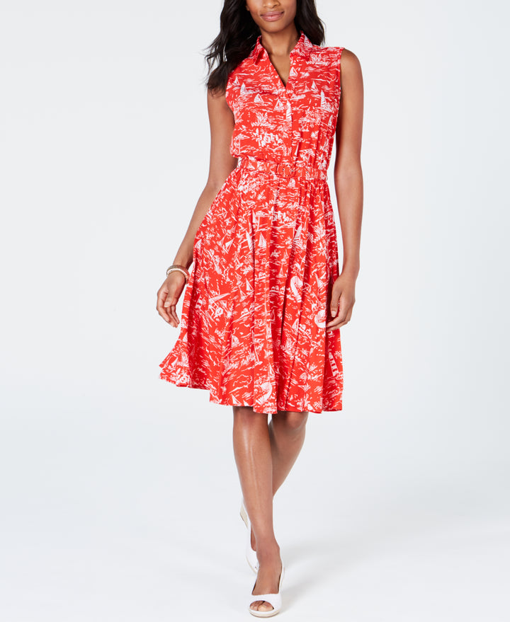 Petite Belted Scenic Dress