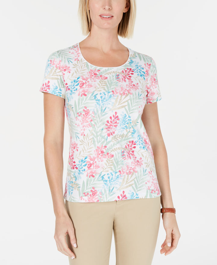 Karen Scott Petite Floral Print T-Shirt