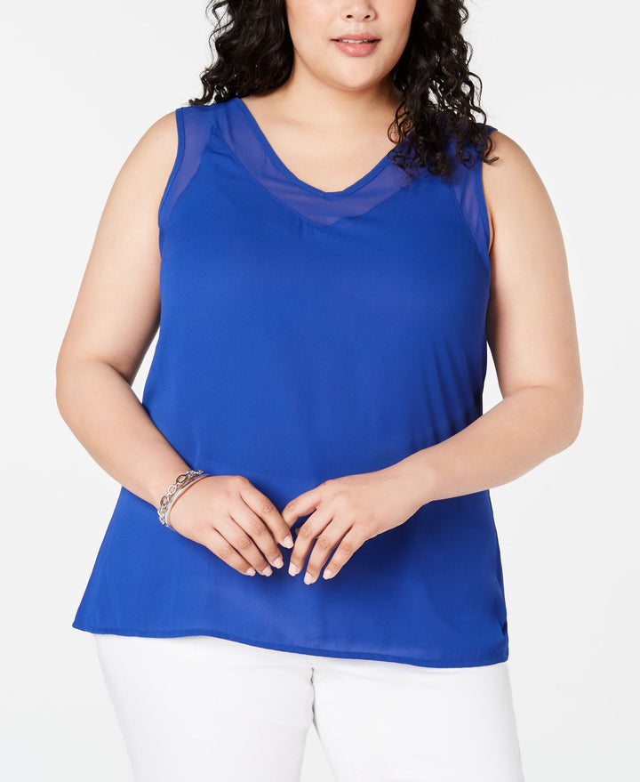 INC Plus Size Sheer-Trim Tank
