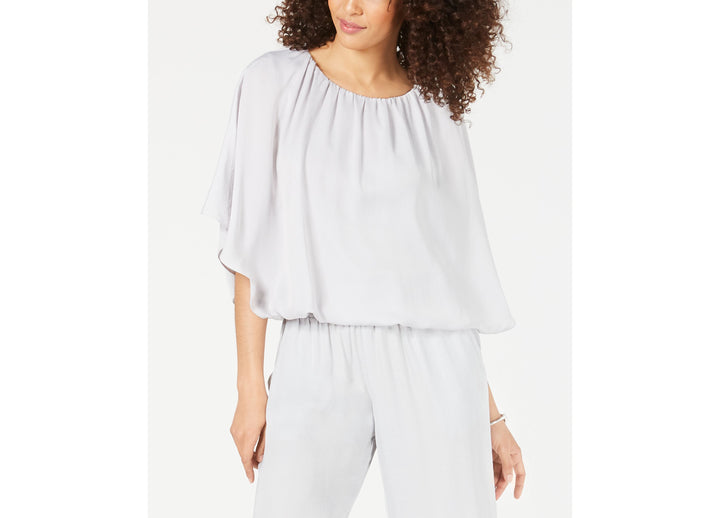 Petite Satin Bubble-Hem Top