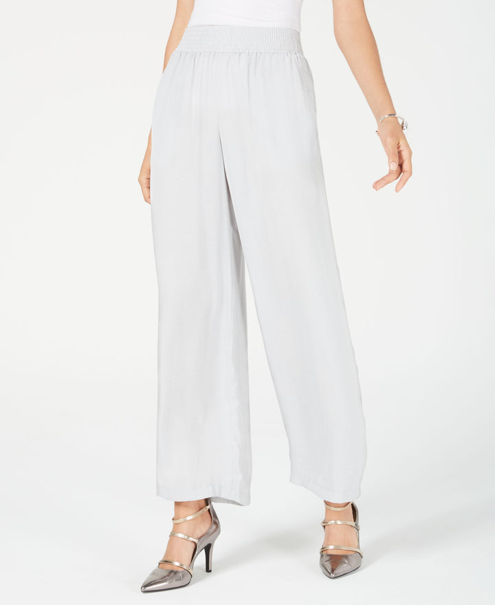 Smocked-Waist Satin Pants