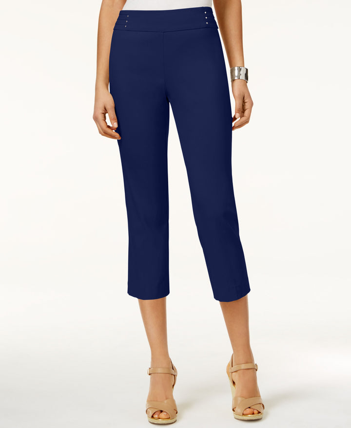 Petite Rivet-Detail Tummy Control Capri Pants