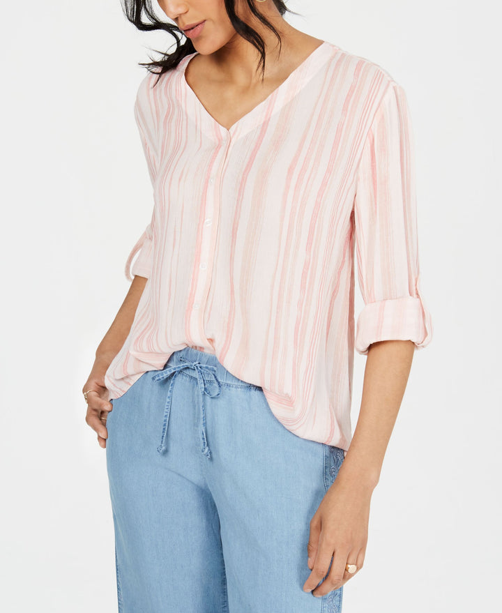 Striped Tie Front Top