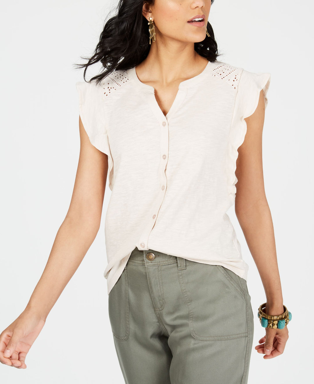 Style & Co Eyelet Sleeveless Shirt