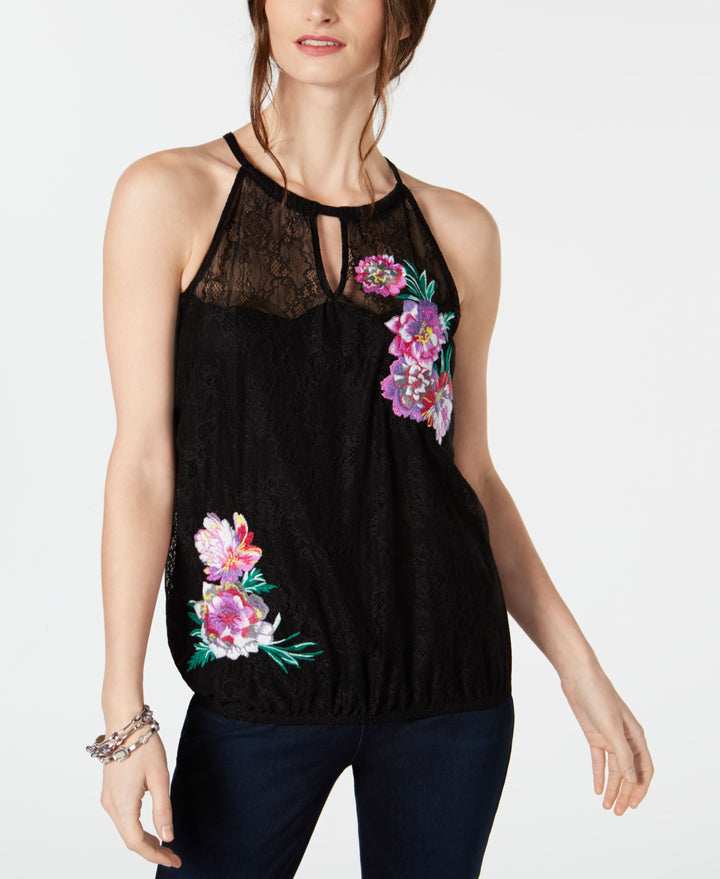 INC Lace Embroidered Halter Top