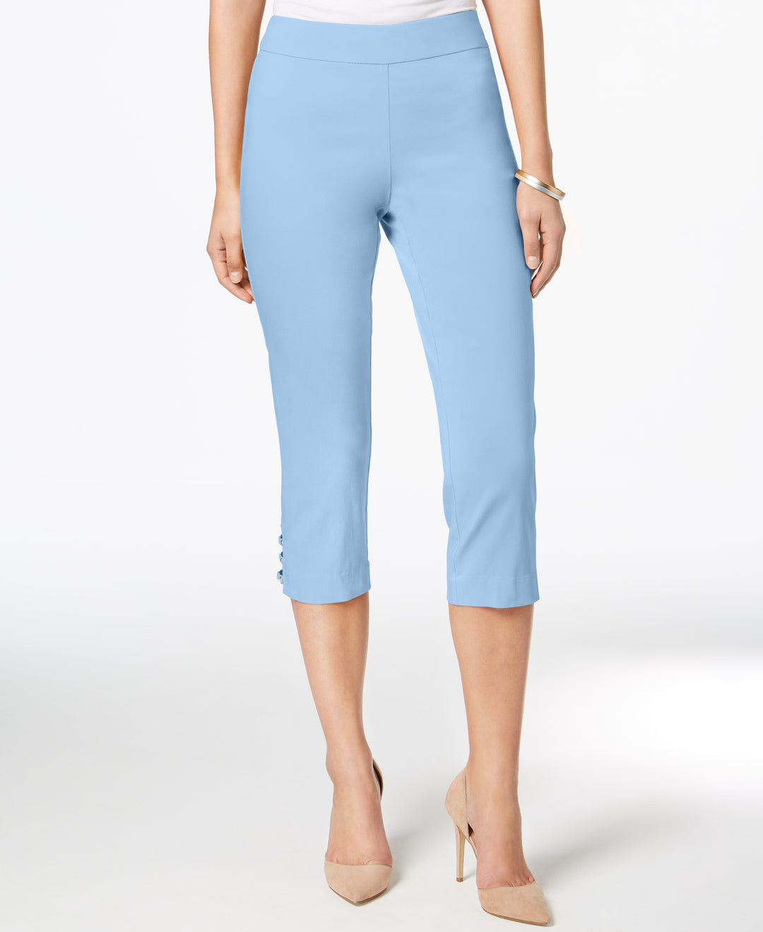 Petite Lattice-Hem Capri Pants