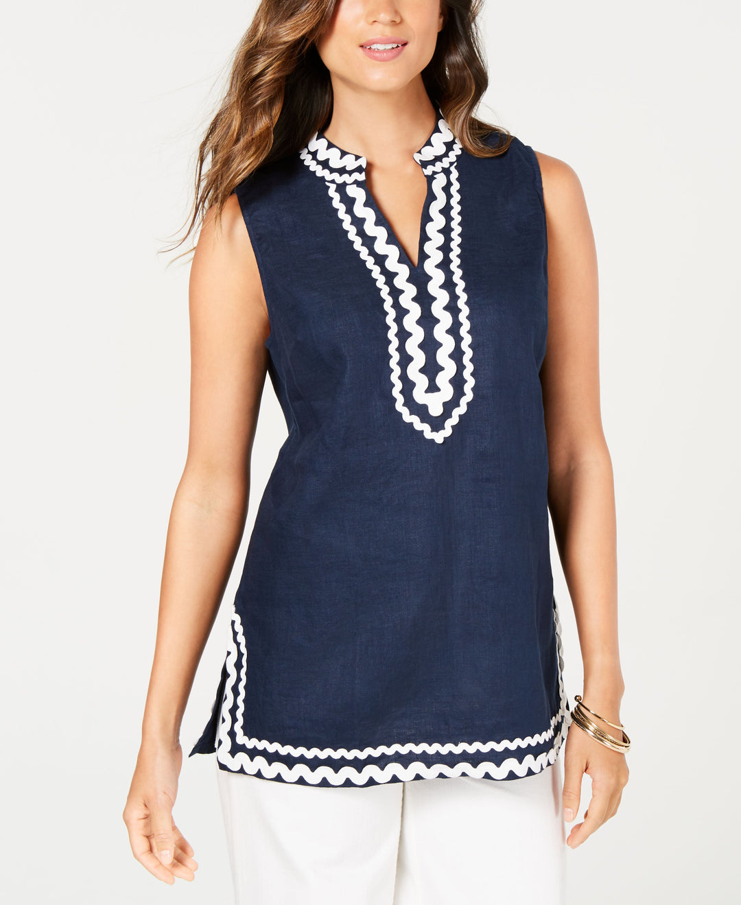 Charter Club Petite Ric-Rac-Trim Top