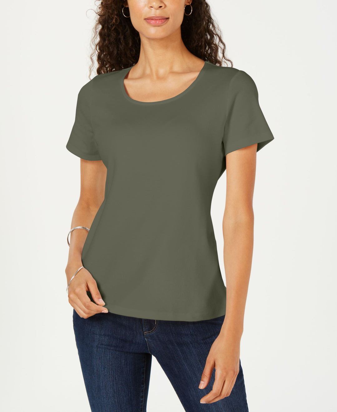 Petite Cotton Scoop-Neck Top