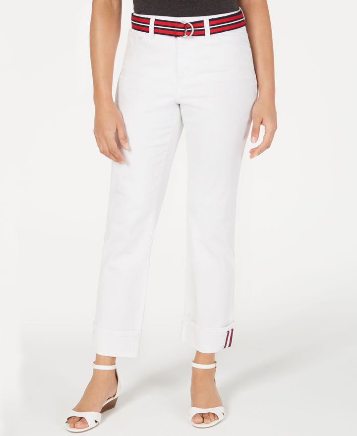 Charter Club Belted Tummy Control Cuffed Jeans