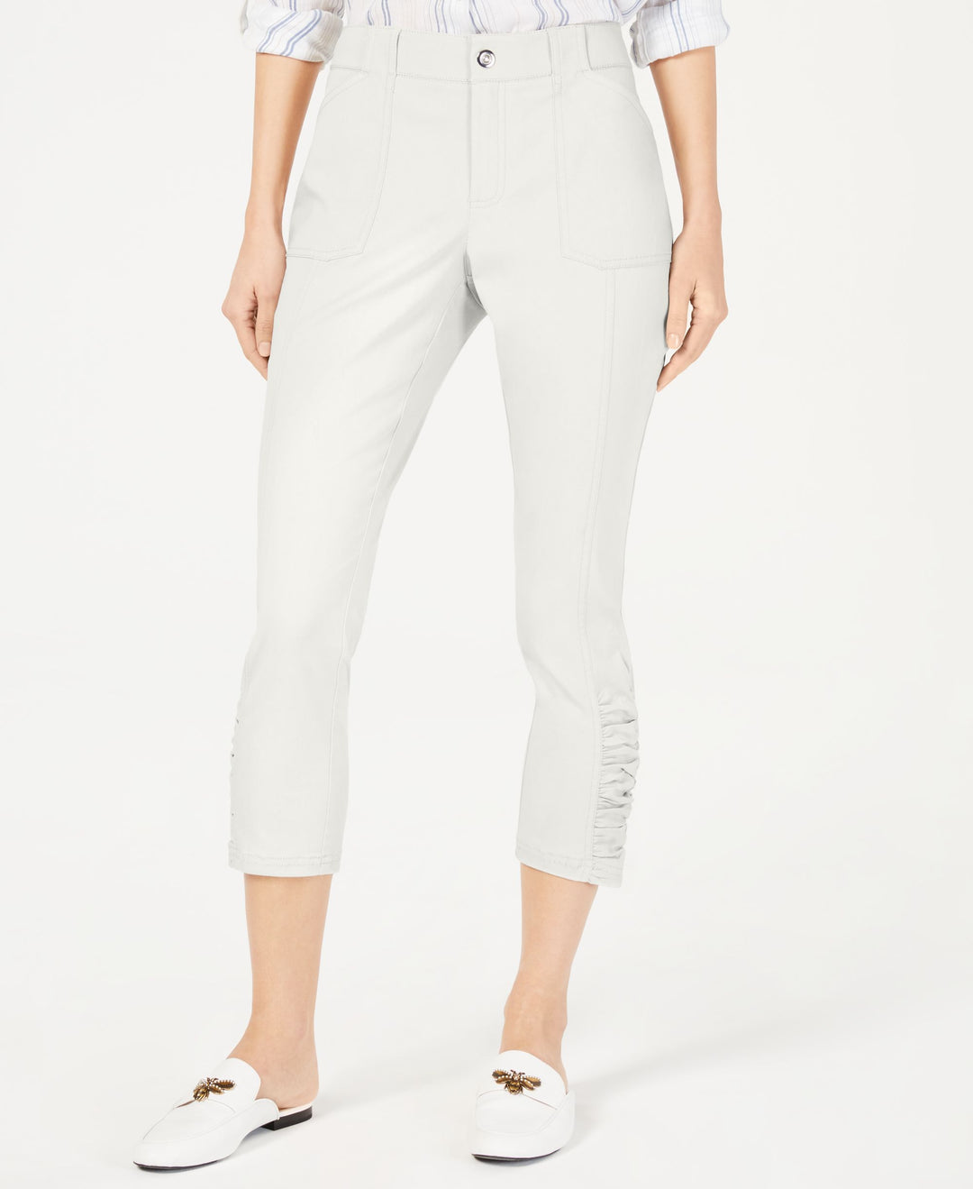 INC Curvy Ruched-Hem Cropped Pants