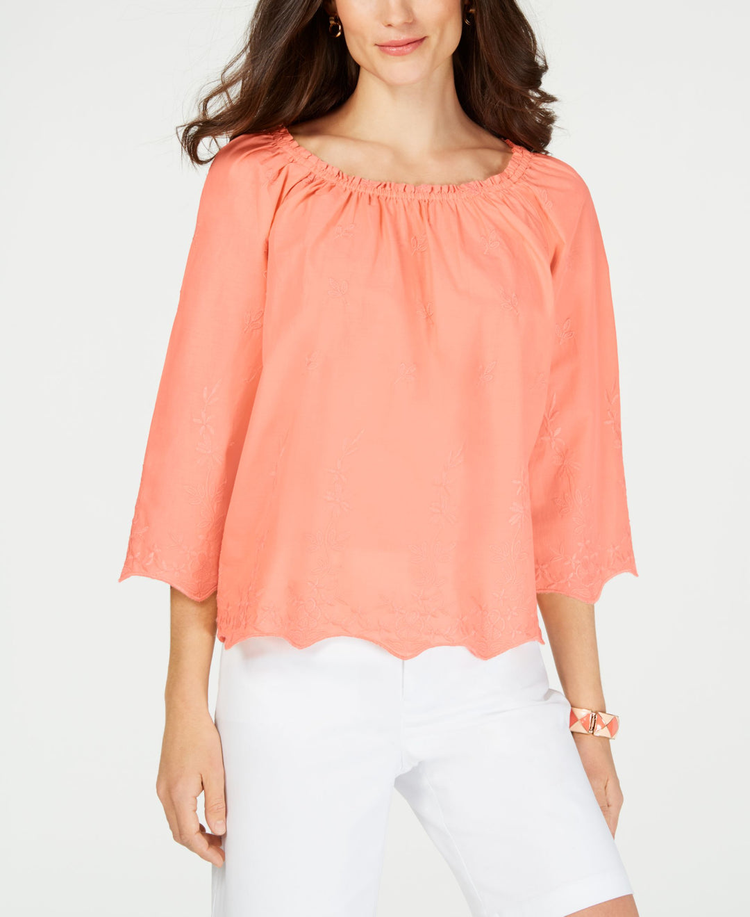 Convertible Embroidered Cotton Top