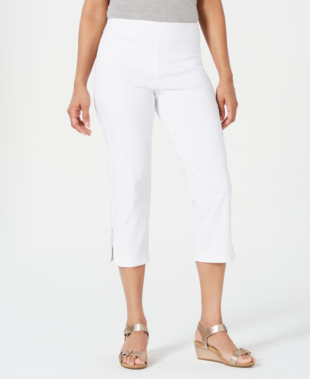 Petite Embellished-Hem Capris