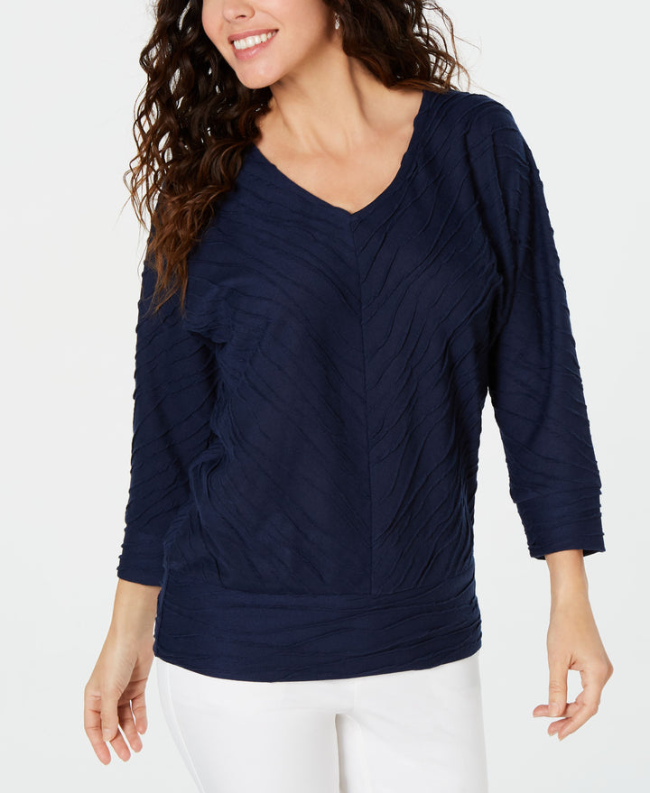 JM Collection Textured Dolman Sleeve Top