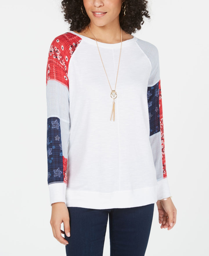 Style & Co Patchwork Sleeve Top