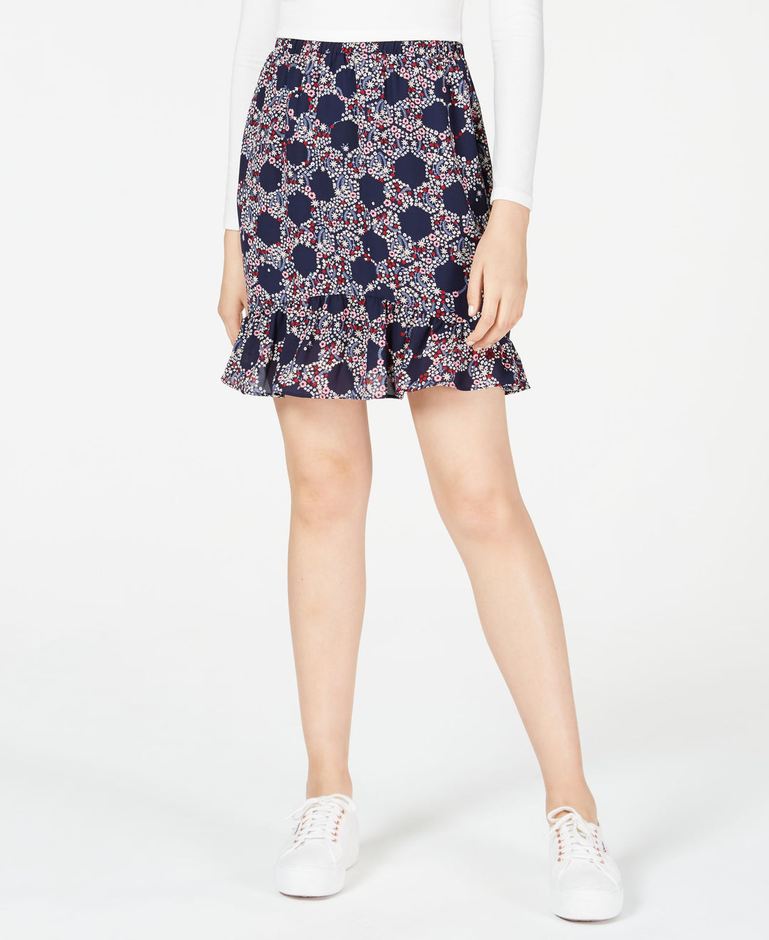 Ruffled Floral-Print Skirt