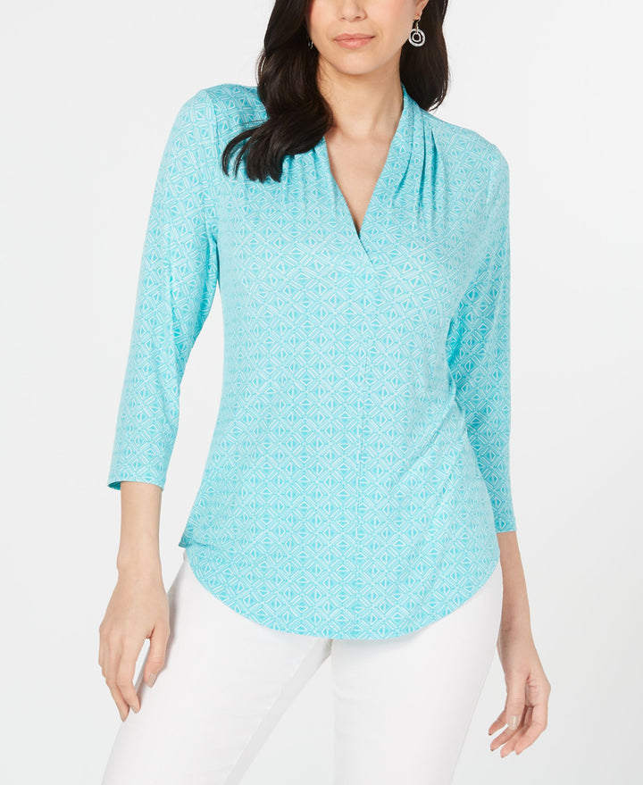 Printed V-Neck Top