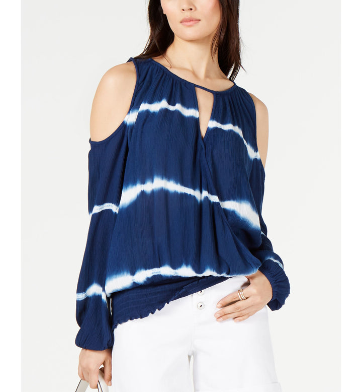 INC Tie-Dye Cold-Shoulder Top