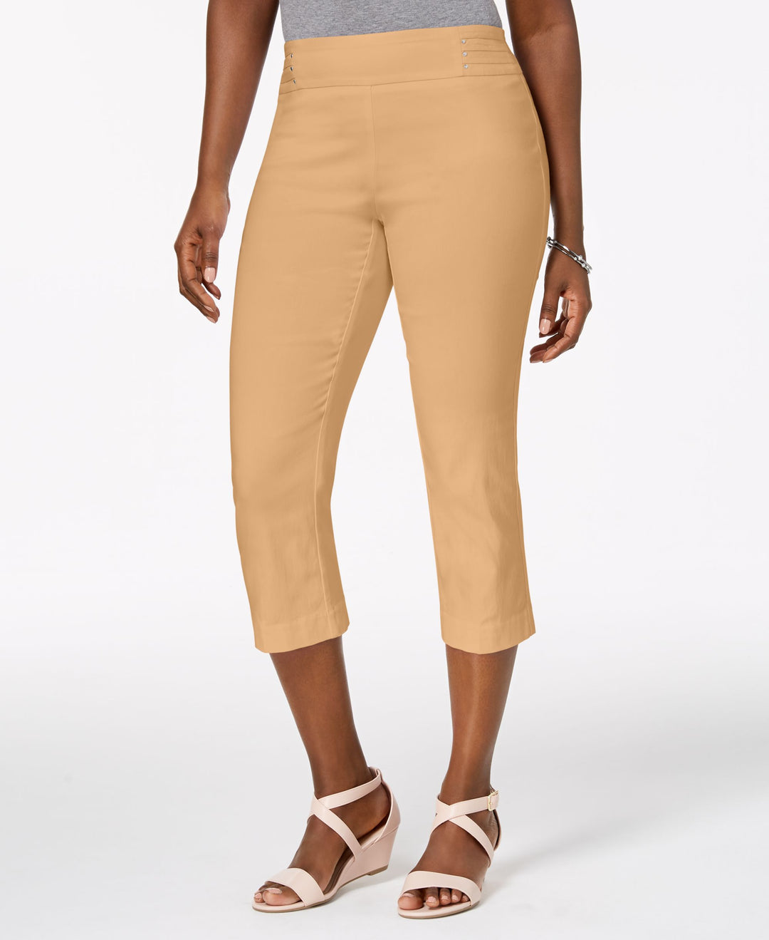Embellished Pull-On Capri Pants
