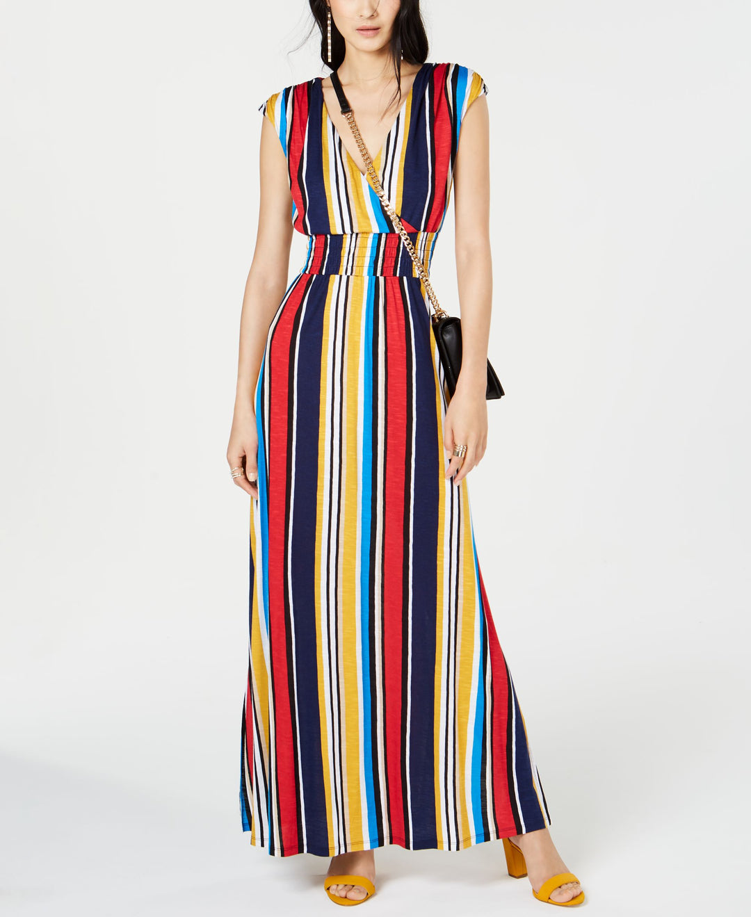 Petite Striped Smocked Maxi Dress