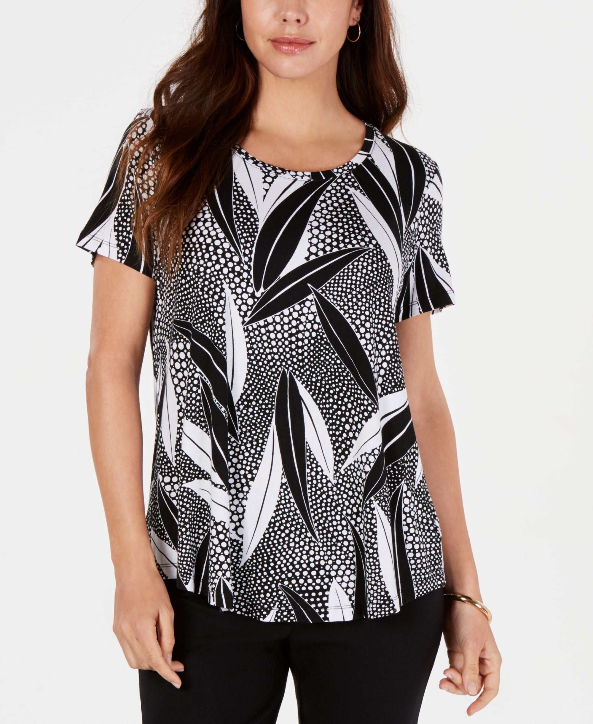 Printed Scoop-Neck Top