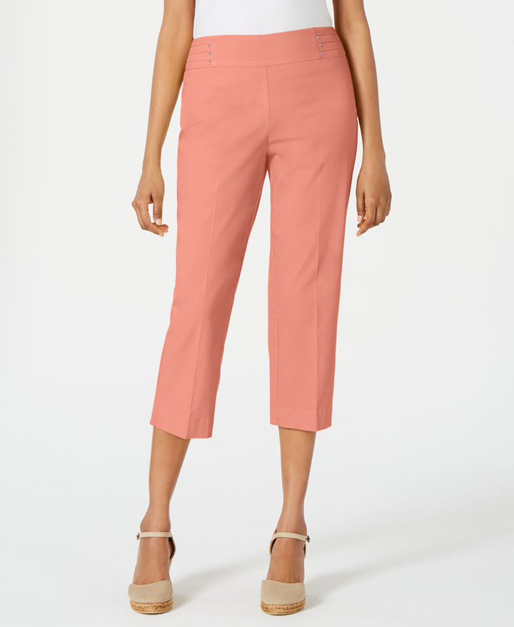 JM Collection Petite Rivet Detail Tummy Control Capri Pants