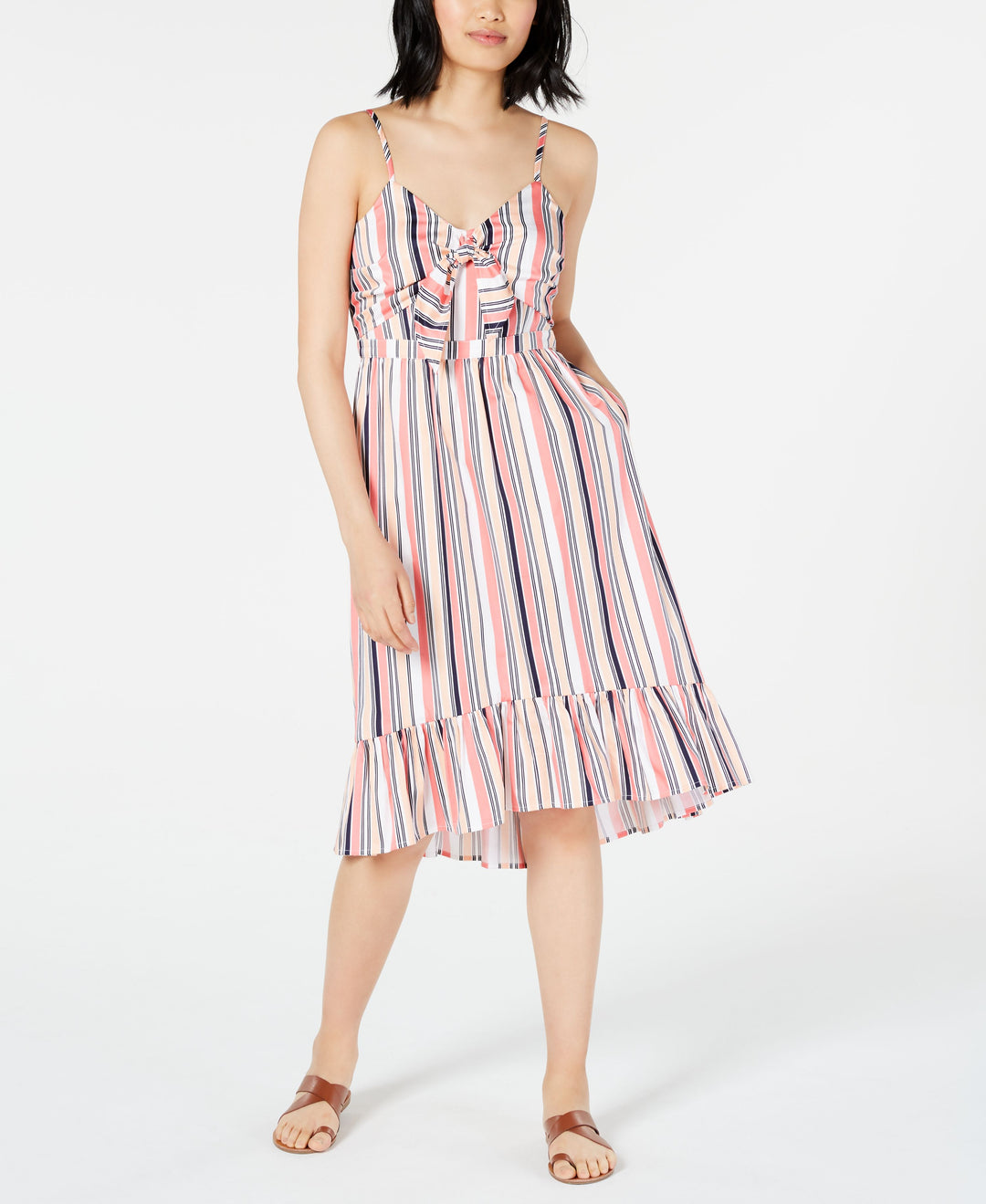 Striped Ruffle-Hem Dress