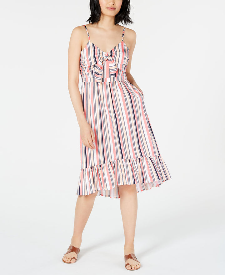Striped Ruffle-Hem Dress