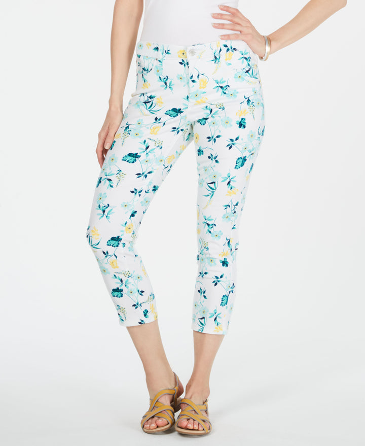 Charter Club Petite Tummy Control Floral Capri Jeans