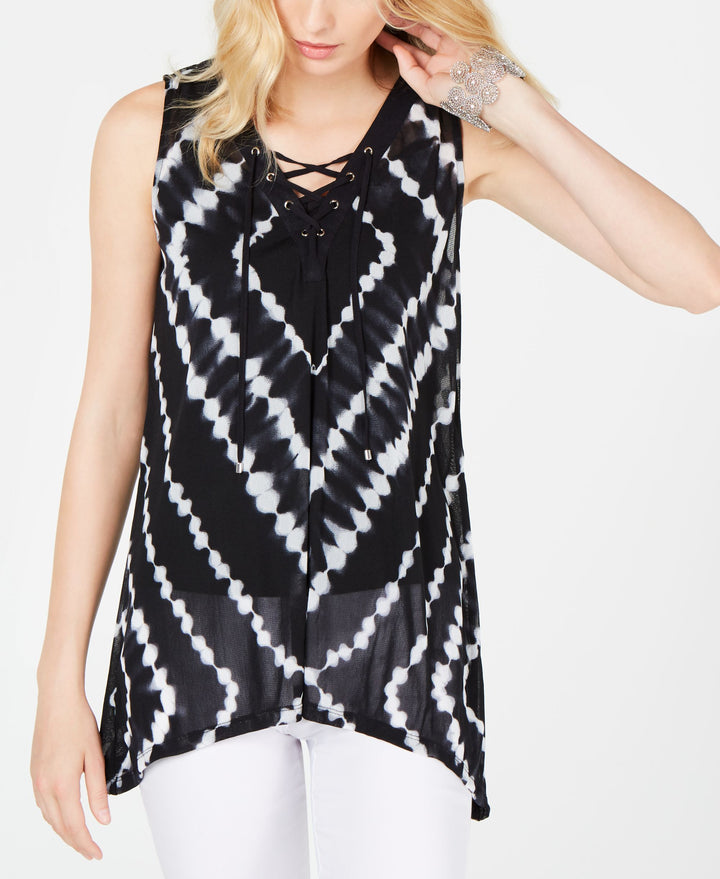 Lace Up Hanky Hem Top